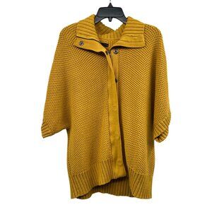 Apostrophe Womens Knit Zip Up Sweater Short Sleeve Collared Yellow Size XL
